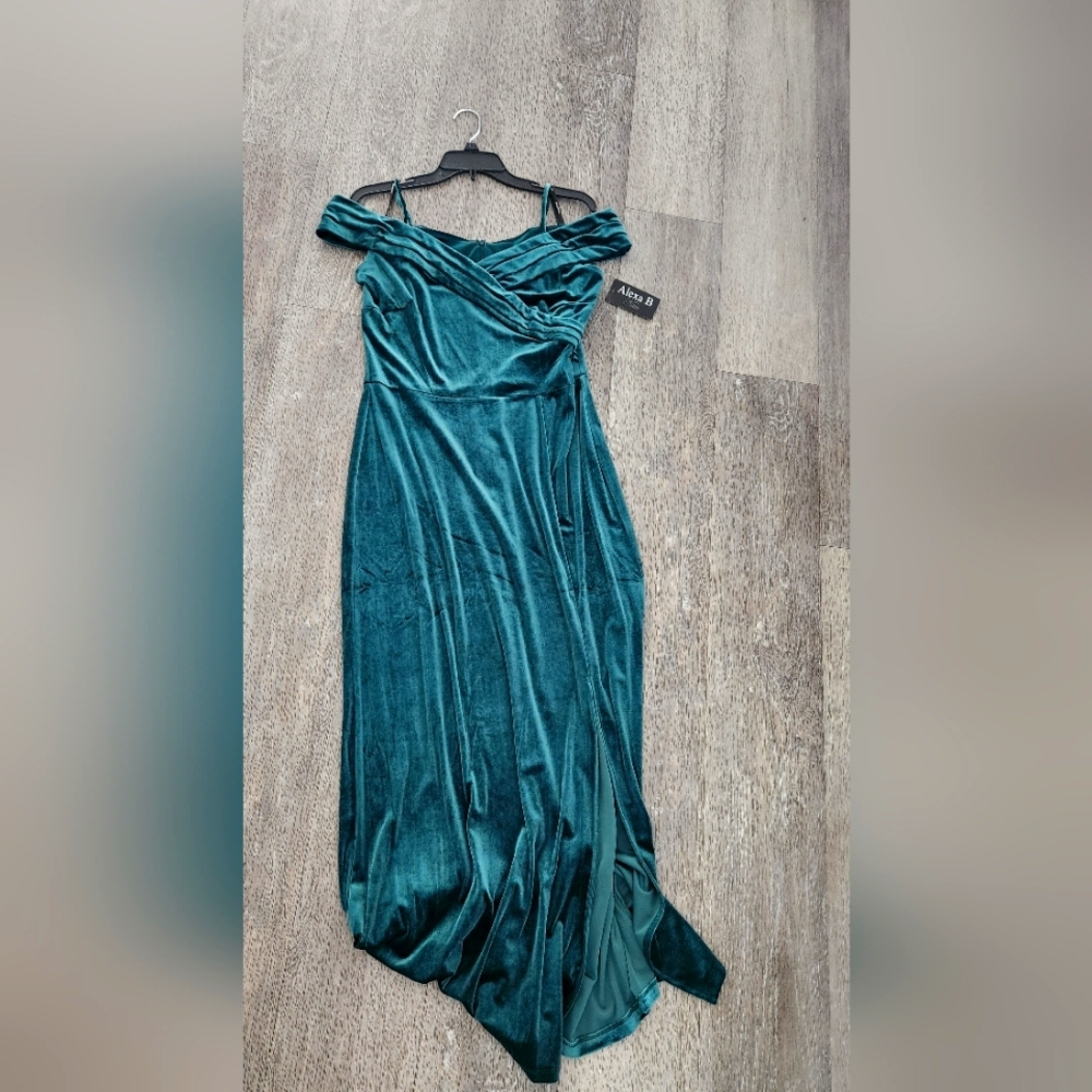 Alexa B, size 14. Streaky green velvet